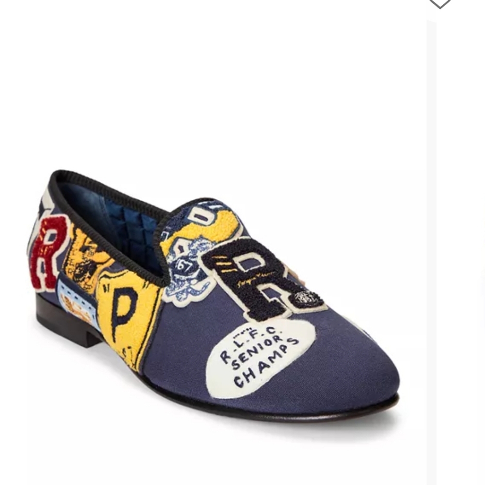Lauren Ralph Lauren Navy Kids Patch Slip-On Shoes with Yellow & Blue Accents